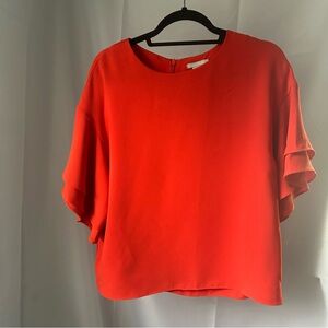 H&M Vibrant Red Blouse with Ruffle Sleeves size 6